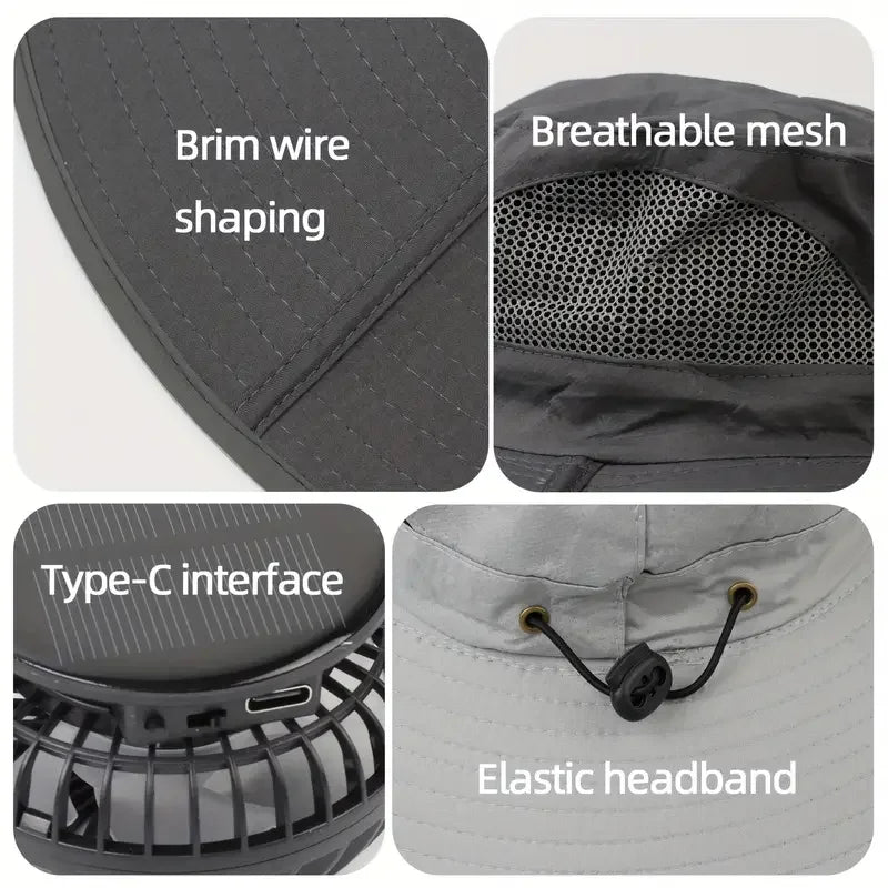 Bucket Hat with Solar Powered Fan