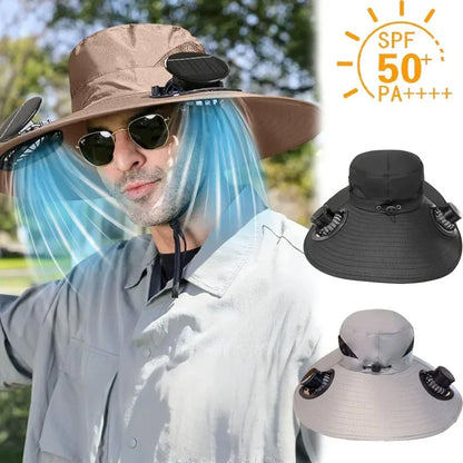 Bucket Hat with Solar Powered Fan
