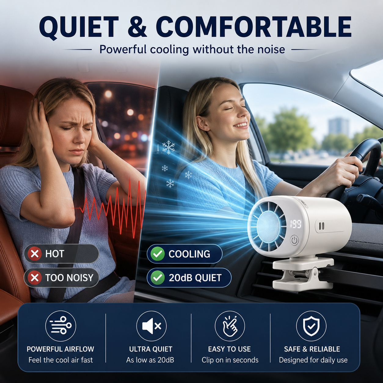 Car Air Conditioner Clip Fan