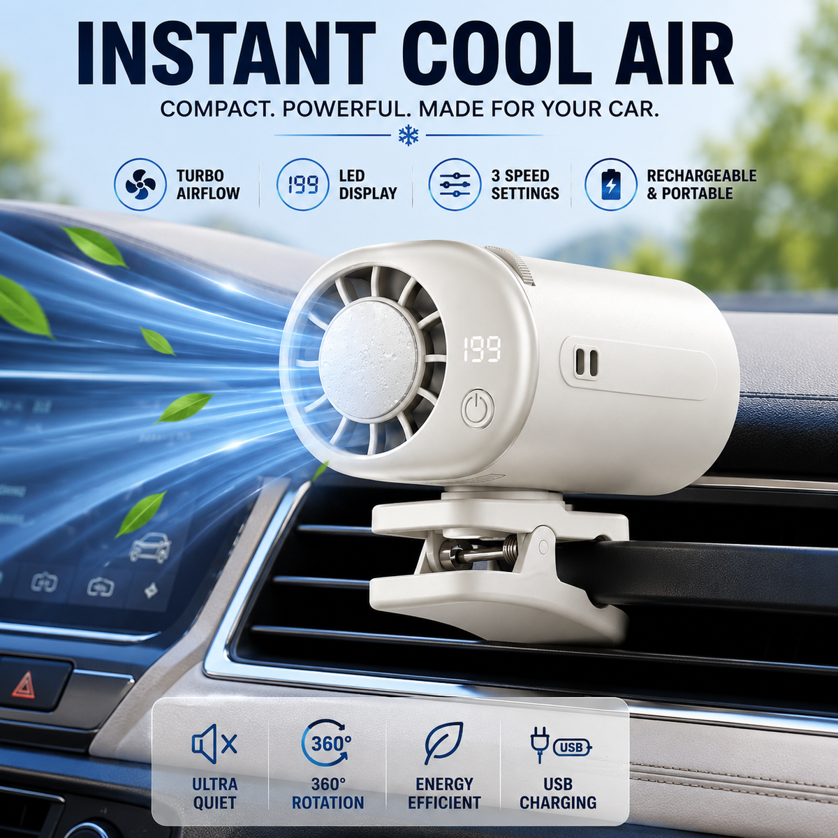 Car Air Conditioner Clip Fan
