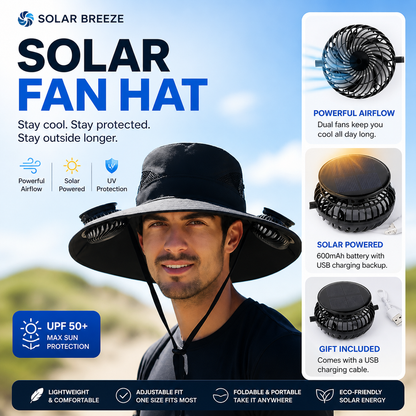 Bucket Hat with Solar Powered Fan
