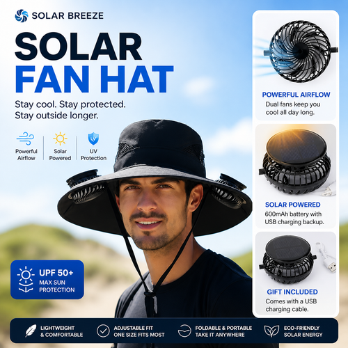 Bucket Hat with Solar Powered Fan