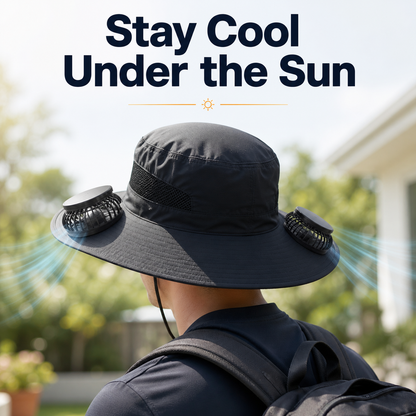 Bucket Hat with Solar Powered Fan