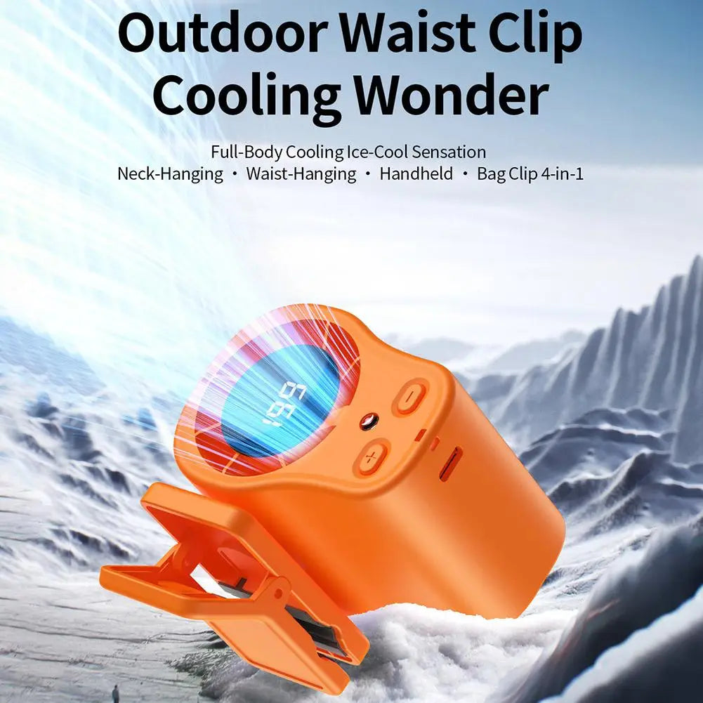 Waist Mounted High-Speed Car Clip Fan USB Charging Umbrella Clip Neck Hanging Portable Mini Fan Outdoor Work Fan